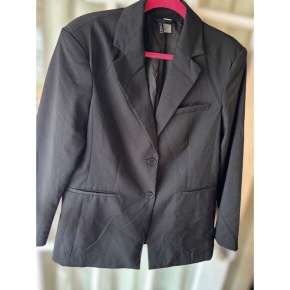 H&M Divided Women’s XS Black Double-Breasted Long Sleeved Oversized Blazer - Picture 8 of 11